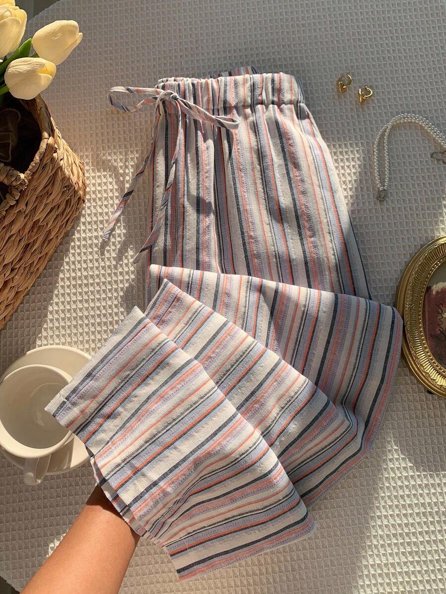 Comfortcana Women's Casual Striped Wide Leg Pants - Blue - View 1