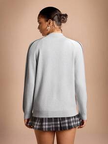 SHEIN Sports Women's Regular Loose Fit Long Sleeve Stand Collar Zip-Up Sweater Cropped Workout Jacket Gym Jacket For Women Jackets For Women Summer Sweaters For Women Cardigan For Women