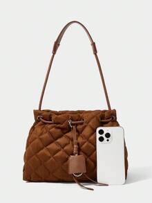 SHECARRY 女士时尚百搭休闲通勤手提包 - 棕色 - 查看 3