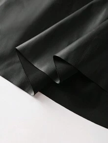 GlowEve CURVE 加大码女式弹力 PU 皮革半身裙，Elenzga 优雅通勤装，配腰带 - 黑色 - 查看 5