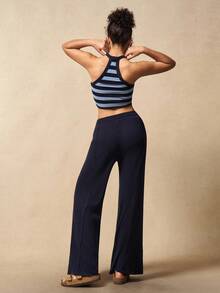 VARSIVA 女士健身套装 女士条纹短款露背上衣和纯色长裤运动套装 - 彩色 - 查看 8