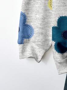 EMERY ROSE Floral Pattern Casual Loose Fit Crew Neck Plus Size Hoodie Sweatshirt For Women, Suitable For Back To School, Teacher's Day, Halloween, Christmas, Fall/Winter