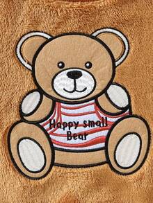SHEIN Playful Pals Cute Round Neck Plush Baby Boy Outfit Fall Winter - Mocha Brown - View 7