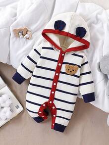 SHEIN Mono con capucha de oso informal para bebé niño, de moda y versátil para ir de compras, viajar y usar en casa