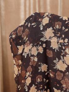 Amorya 女士优雅长袖高端薄纱印花收腰修身迷你连衣裙，适合派对、聚会及多种场合。 - 彩色 - 查看 7