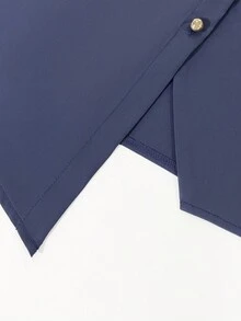 Franclia 女士不对称领长袖优雅性感衬衫，亮蓝色女士衬衫 - 奢华闪亮面料，圆领基础款上衣，易于搭配牛仔裤/裙子，适合秋季、乡村、商务休闲、外出等各种场合。 - 藍色 - 查看 5