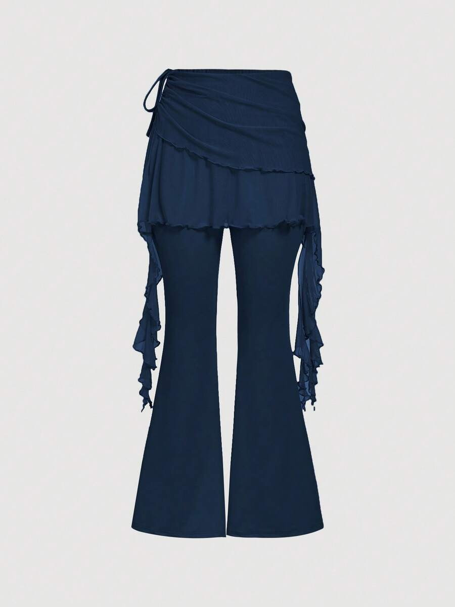 SHEIN MOD Damen Schlaghose mit Kordelzug und Seitenband