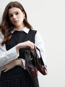 CUCCOO BIZCHIC 女士经典低跟粗跟咖啡色高跟鞋，优雅百搭，适合日常穿着、通勤和圣诞节办公场合