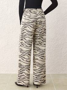 SHEIN MOD Jeans de mezclilla casuales y de uso diario con estampado para mujer - Multicolor - Ver 2