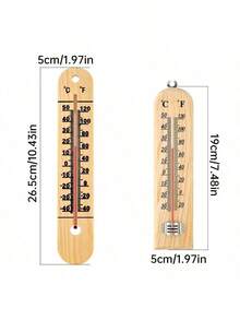 一款天然木质户外温度计，高精度，无需电池，设计简洁，适用于办公室、教室、客厅、卧室、农场和温室。壁挂式温度计 - 黃色 - 查看 5