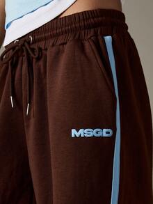 MISSGUIDED Wide Leg Joggers With Side Stripes And Logo Print For Casual Comfort And Style - Brown - View 8