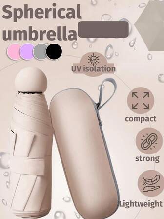 1 件超轻 5 折迷你雨伞 - 紧凑可折叠防晒防雨，UPF 50+ 防紫外线，旅行友好型 DIY 口袋尺寸，非常适合学校、办公室、通勤、日常使用和礼物