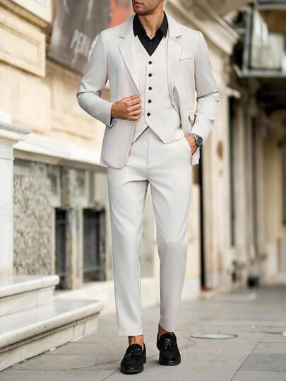 Manfinity Bizformal Men Suits Men's Beige-Grey Suit Set Men's Slim Fit Beige-Grey Suit Men's Business Casual Beige-Grey Suit Set Gentleman's Suit Set For Men Men's Beige-Grey Wedding Suit Set Beige-Grey Men's British Style Suit Men's Slim Fit Suit Set Men's Business Suit Set British Style Men's Suit Set Casual Men's Wedding Suit Set Men Beige Suit Beige Suit For Men Men Wedding Suit Men 3 Pieces Suit Wedding Suit For Men Men Three Pieces Suit