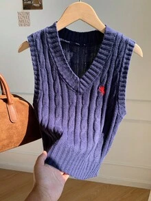 Comfortcana Women Navy Casual Sweater Vest In Fall/Winter - Navy Blue - View 6