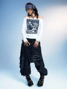 Sugerpunk 女式哥特式金属链扣圆头粗跟朋克靴，PU 黑色高跟靴，适合派对、日常穿着、晚礼服，增高修腿 - 黑色 - 查看 3