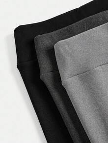 SHEIN Girlism 3pcs/Set Teen Girls' All-Match Leggings, Black, Gray, Apricot, Skinny Fit, Casual, Versatile Ankle Pants Fall Winter Tights Set Pants Pack Leggings Pack