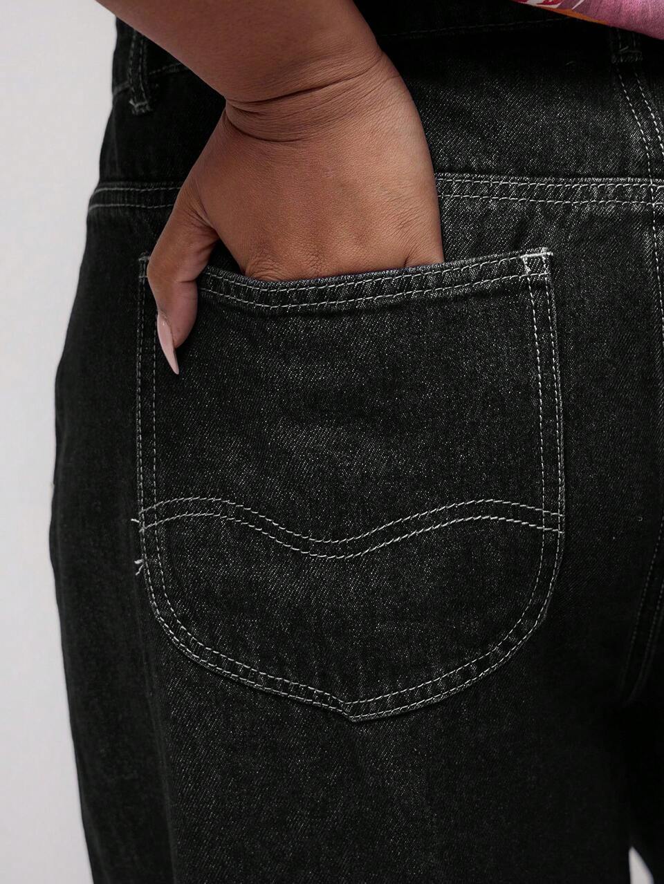 Curve Dark-Wash High Waist Denim Jeans