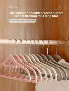 SHEIN 1pc/10pcs/20pcs Black, White, Pink, Gray Plush Clothes Hanger For Home Use, With No Trace, Anti Shoulder Corner, Anti Slip, Unable To Lift Bags, Clothes Drying Support, Organizer, Dry And Wet Dual-Use