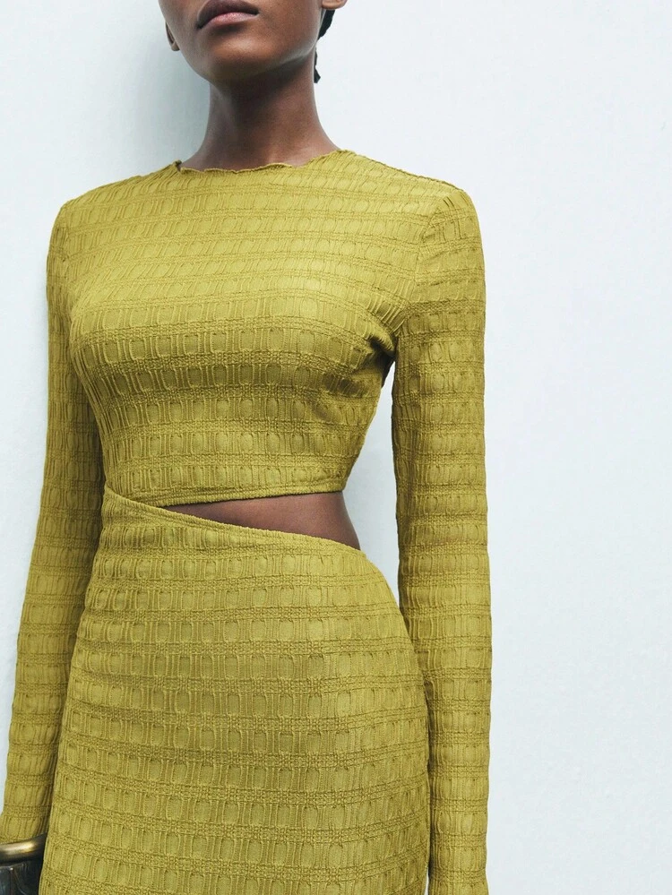 SHEIN Maija MAIJA Elegant Lace V-Neck Puff Sleeve A-Line Maxi Dress