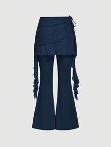 SHEIN MOD Damen Schlaghose mit Kordelzug und Seitenband