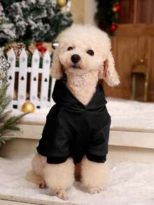 PETSIN 1pc Pet Snowman With Hat Design Hoodie, Christmas Theme - Multicolor - View 9