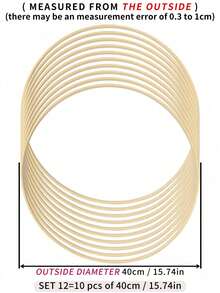 10 件卡其色竹捕梦网环、户外草坪婚礼羽毛装饰环、万圣节、圣诞节等节日森系风铃挂饰、卧室墙壁装饰竹环、编织绣花环工艺配件 - 卡其色 - 查看 16