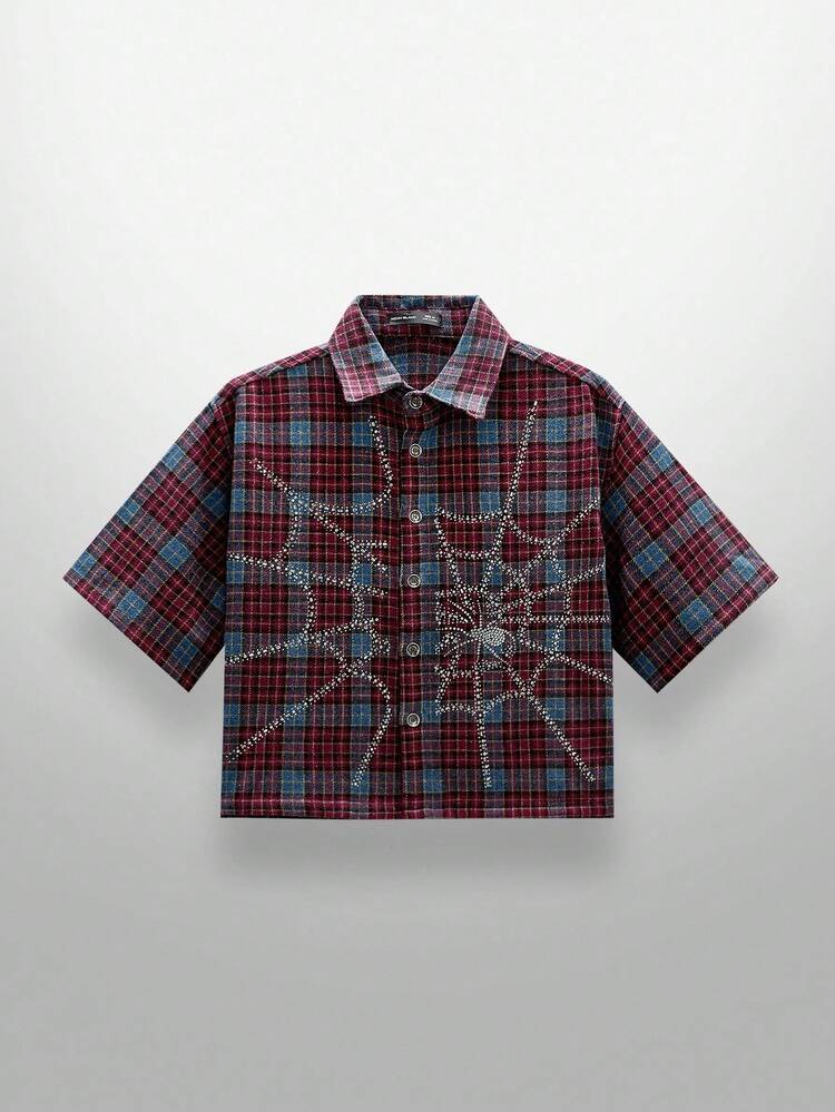 Manfinity RebelGame Men's Street Fashion Woven Rhinestone Spider