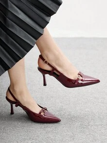 CUCCOO BIZCHIC Giày cao gót mũi nhọn màu đỏ tía dành cho nữ, gợi cảm cho hoạt động ngoài trời, hàng ngày, tiệc tùng, dạ tiệc - Màu Đỏ Sâu - Xem 3