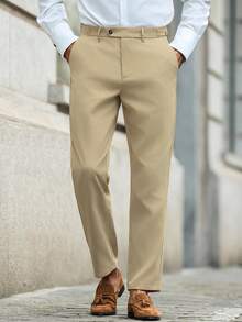 Calvornis 男士时尚百搭休闲日常修身西装裤男士正装裤男士长裤夏季透气男士休闲裤卡其色裤子男士斜纹棉布裤男士卡其色斜纹棉布裤卡其色正装裤男士米色裤子男士米色正装裤修身米色裤子男士米色休闲裤男士修身裤卡其色裤子 - 卡其色 - 查看 4