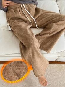 DAZY Women's Thick Thermal Lined Lounge Pants For Winter, Fall Pajama - Khaki - View 1