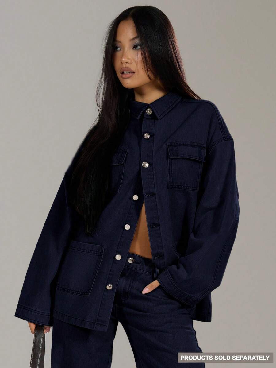 MUSERA 水洗牛仔口袋夹克，90年代春季可爱夏季休闲度假伊比沙岛音乐节演唱会西部街头风返校秋季冬季纳什维尔绿洲办公室工作时尚