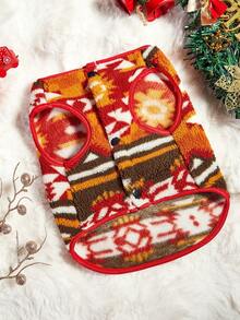 PETSIN 1件双面羊毛圣诞图案狗狗外套背心 - 彩色 - 查看 2