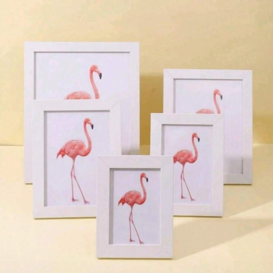 SHEIN 1 Khung ảnh gỗ đa năng bao gồm giấy ảnh được gửi ngẫu nhiên để treo tường, thích hợp trang trí phòng ngủ, phòng ăn, phòng khách, nghệ thuật thủ công - trắng - Xem 1