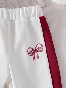 SHEIN 2件套女婴春秋长袖针织白色上衣+休闲裤套装 - 白色 - 查看 7