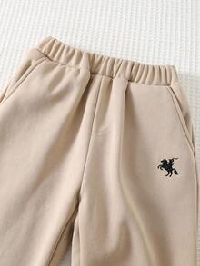 Cozy Pixies 3pcs Set: Young Boy Horse Pattern Elastic Waist Thermal Lined Pants Warm Sweatpants Young Boys Young Boys Sweatpants Thermal Lined Sweatpants Young Boys Sweatpants Khaki Pants For Young Boys Winter Sweatpants Boy Sweatpants Set Pants Cute Pants Khaki For Young Boys - Khaki - View 4