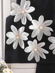 2-Piece Girls Floral Sleeveless Top And Loose Pants Fashion Set For Spring/Summer - Black - View 5