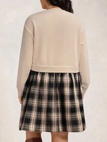 Zelara Robe décontracté grande taille en patchwork à carreaux 2 en 1