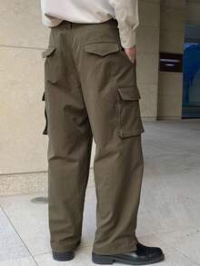 DAZY 秋季工装口袋设计可调节下摆男式裤子，棕色 - 棕色 - 查看 2