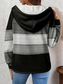 SHEIN LUNE Sudadera de mujer con estampado de rayas, adecuada para otoño/invierno - Multicolor - Ver 2