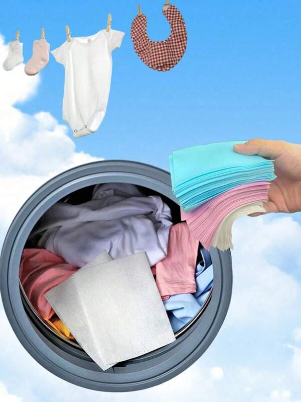 SHEIN 1SET 30/60/90/120/480PCS  Laundry Detergent Sheets Powerful Stain Remover For Underwear Clothing Cleaning Bubble Paper