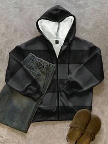 Attitoon Sudadera con capucha de ajuste holgado con cremallera, estilo minimalista casual punk, ligera y con capas, con estampado floral y de rayas, adecuada para otoño/invierno, con estilo vintage retro, sexy, lindo, Y2K, bohemio, hippie, festival de música, punk, Y2K, estilo Harajuku