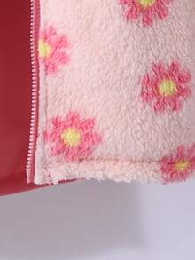 SHEIN 1 件女童豹纹双面蓬松长袖风衣夹克，适合秋冬季 - 粉色 - 查看 8