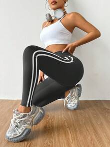 SHEIN Sports 2PCS Women's Basic Yoga Leggings Set Sports Leggings - Multicolor - View 6