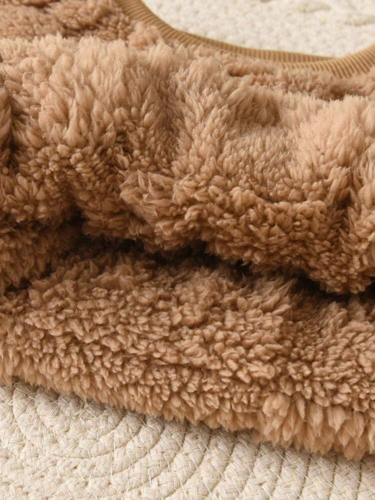 SHEIN 2pcs Toddler Boys' Knit Fluffy Cozy Pullover Sweatshirt And Versatile Pants Set, Suitable For Home And Outings In Autumn/Winter Fall - Coffee Brown - View 5