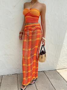 Lyxana Women's Sleeveless Cropped Halter Neck Sweater Two Pieces Set, Fashionable & Versatile - Multicolor - View 7