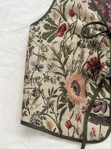 Soleia Blusa de tirantes de tela texturizada con estampado tropical retro para mujer talla grande