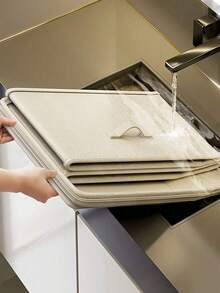 SHEIN 1PC Large Capacity Beige Storage Box,Travel Moving Storage Bag,Clothes Storage Bag,Flexible & Foldable Box,Integrated Carry Handle,For Seasonal Storage And Organization Decorations Autumn Decor Festival Decor Room Decor Home Bedroom Decor - Beige - View 6