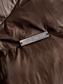 SHEIN MOD Brown Metal Trim Cropped High Collar Padded Coat In Fall/Winter