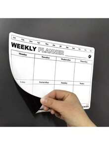 SHEIN 磁性冰箱日历、可擦写软白板贴纸、周计划表和月计划表、办公用品、橡胶、家庭和办公室使用的提醒备忘板 - 彩色 - 查看 7