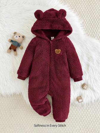 Cozy Pixies Baby Boy Cartoon Rabbit Ear Hooded Thickened Jumpsuit Fall Winter